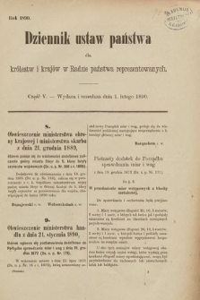 Dziennik Ustaw Państwa dla Królestw i Krajów w Radzie Państwa Reprezentowanych. 1890, cz. 5