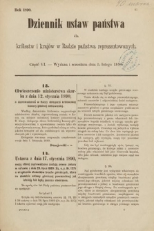 Dziennik Ustaw Państwa dla Królestw i Krajów w Radzie Państwa Reprezentowanych. 1890, cz. 6