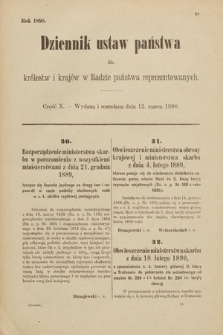 Dziennik Ustaw Państwa dla Królestw i Krajów w Radzie Państwa Reprezentowanych. 1890, cz. 10