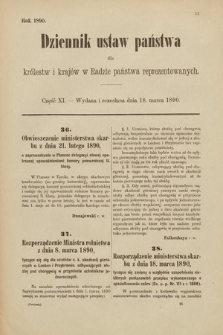 Dziennik Ustaw Państwa dla Królestw i Krajów w Radzie Państwa Reprezentowanych. 1890, cz. 11