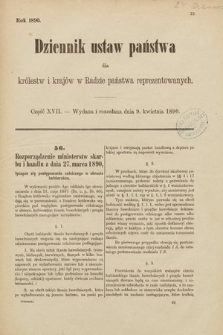 Dziennik Ustaw Państwa dla Królestw i Krajów w Radzie Państwa Reprezentowanych. 1890, cz. 17