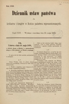 Dziennik Ustaw Państwa dla Królestw i Krajów w Radzie Państwa Reprezentowanych. 1890, cz. 21