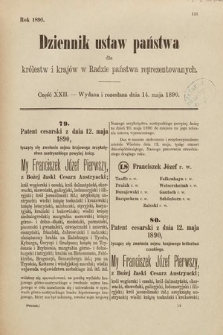 Dziennik Ustaw Państwa dla Królestw i Krajów w Radzie Państwa Reprezentowanych. 1890, cz. 22
