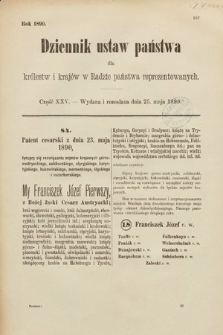 Dziennik Ustaw Państwa dla Królestw i Krajów w Radzie Państwa Reprezentowanych. 1890, cz. 25