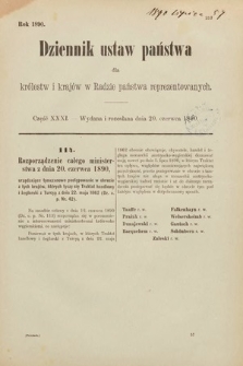 Dziennik Ustaw Państwa dla Królestw i Krajów w Radzie Państwa Reprezentowanych. 1890, cz. 31