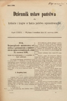 Dziennik Ustaw Państwa dla Królestw i Krajów w Radzie Państwa Reprezentowanych. 1890, cz. 32
