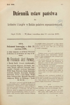 Dziennik Ustaw Państwa dla Królestw i Krajów w Radzie Państwa Reprezentowanych. 1890, cz. 49