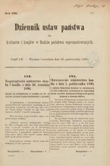 Dziennik Ustaw Państwa dla Królestw i Krajów w Radzie Państwa Reprezentowanych. 1890, cz. 52
