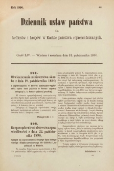 Dziennik Ustaw Państwa dla Królestw i Krajów w Radzie Państwa Reprezentowanych. 1890, cz. 54