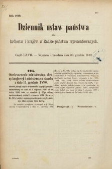 Dziennik Ustaw Państwa dla Królestw i Krajów w Radzie Państwa Reprezentowanych. 1890, cz. 67