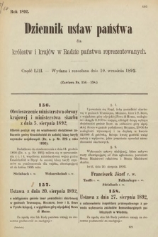 Dziennik Ustaw Państwa dla Królestw i Krajów w Radzie Państwa Reprezentowanych. 1892, cz. 53
