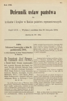Dziennik Ustaw Państwa dla Królestw i Krajów w Radzie Państwa Reprezentowanych. 1892, cz. 70