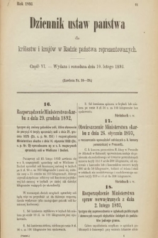 Dziennik Ustaw Państwa dla Królestw i Krajów w Radzie Państwa Reprezentowanych. 1893, cz. 6