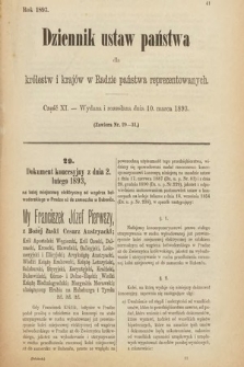 Dziennik Ustaw Państwa dla Królestw i Krajów w Radzie Państwa Reprezentowanych. 1893, cz. 11