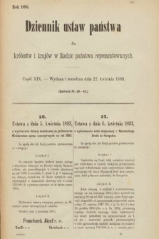 Dziennik Ustaw Państwa dla Królestw i Krajów w Radzie Państwa Reprezentowanych. 1893, cz. 19
