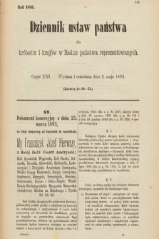 Dziennik Ustaw Państwa dla Królestw i Krajów w Radzie Państwa Reprezentowanych. 1893, cz. 21