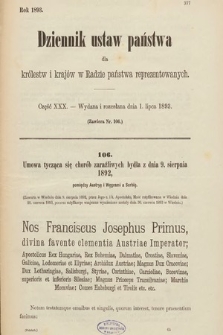 Dziennik Ustaw Państwa dla Królestw i Krajów w Radzie Państwa Reprezentowanych. 1893, cz. 30