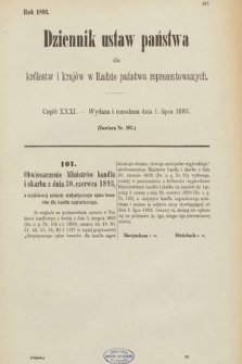 Dziennik Ustaw Państwa dla Królestw i Krajów w Radzie Państwa Reprezentowanych. 1893, cz. 31