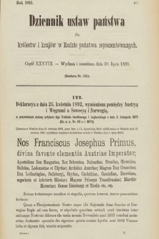 Dziennik Ustaw Państwa dla Królestw i Krajów w Radzie Państwa Reprezentowanych. 1893, cz. 38