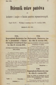 Dziennik Ustaw Państwa dla Królestw i Krajów w Radzie Państwa Reprezentowanych. 1893, cz. 46