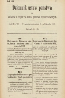 Dziennik Ustaw Państwa dla Królestw i Krajów w Radzie Państwa Reprezentowanych. 1893, cz. 48
