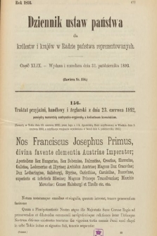 Dziennik Ustaw Państwa dla Królestw i Krajów w Radzie Państwa Reprezentowanych. 1893, cz. 49