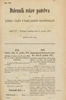 Dziennik Ustaw Państwa dla Królestw i Krajów w Radzie Państwa Reprezentowanych. 1893, cz. 56