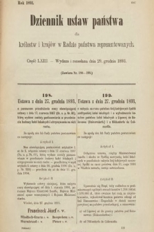 Dziennik Ustaw Państwa dla Królestw i Krajów w Radzie Państwa Reprezentowanych. 1893, cz. 63