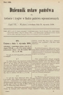 Dziennik Ustaw Państwa dla Królestw i Krajów w Radzie Państwa Reprezentowanych. 1896, cz. 7
