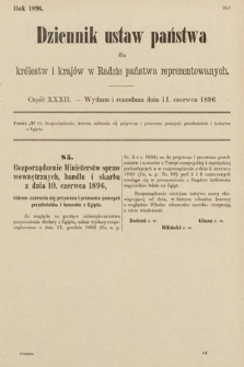 Dziennik Ustaw Państwa dla Królestw i Krajów w Radzie Państwa Reprezentowanych. 1896, cz. 32