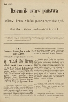 Dziennik Ustaw Państwa dla Królestw i Krajów w Radzie Państwa Reprezentowanych. 1896, cz. 45