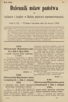 Dziennik Ustaw Państwa dla Królestw i Krajów w Radzie Państwa Reprezentowanych. 1896, cz. 57