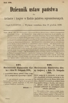 Dziennik Ustaw Państwa dla Królestw i Krajów w Radzie Państwa Reprezentowanych. 1896, cz. 88