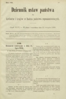 Dziennik Ustaw Państwa dla Królestw i Krajów w Radzie Państwa Reprezentowanych. 1898, cz. 46