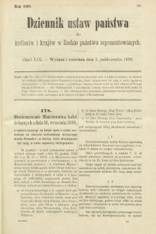 Dziennik Ustaw Państwa dla Królestw i Krajów w Radzie Państwa Reprezentowanych. 1898, cz. 59