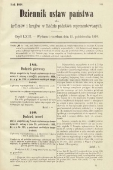 Dziennik Ustaw Państwa dla Królestw i Krajów w Radzie Państwa Reprezentowanych. 1898, cz. 63
