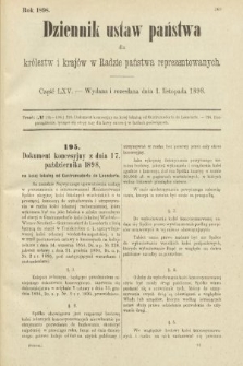 Dziennik Ustaw Państwa dla Królestw i Krajów w Radzie Państwa Reprezentowanych. 1898, cz. 65