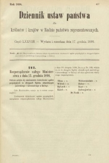 Dziennik Ustaw Państwa dla Królestw i Krajów w Radzie Państwa Reprezentowanych. 1898, cz. 78