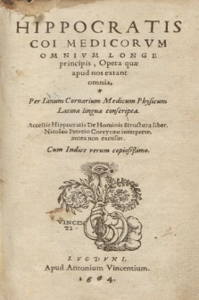 Hippocratis [...] Opera quæ apud nos extant omnia