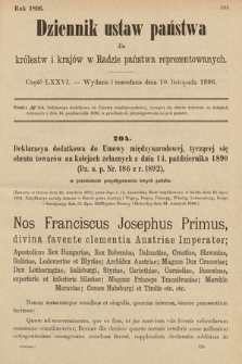 Dziennik Ustaw Państwa dla Królestw i Krajów w Radzie Państwa Reprezentowanych. 1896, cz. 76