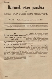 Dziennik Ustaw Państwa dla Królestw i Krajów w Radzie Państwa Reprezentowanych. 1900, cz. 1