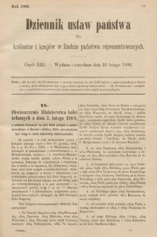 Dziennik Ustaw Państwa dla Królestw i Krajów w Radzie Państwa Reprezentowanych. 1900, cz. 13