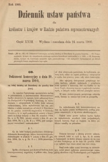 Dziennik Ustaw Państwa dla Królestw i Krajów w Radzie Państwa Reprezentowanych. 1900, cz. 23