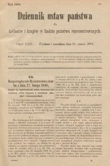 Dziennik Ustaw Państwa dla Królestw i Krajów w Radzie Państwa Reprezentowanych. 1900, cz. 24