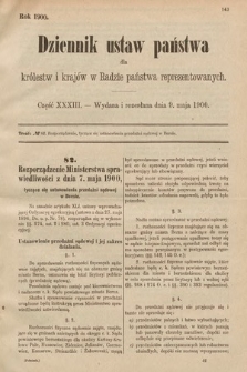 Dziennik Ustaw Państwa dla Królestw i Krajów w Radzie Państwa Reprezentowanych. 1900, cz. 33