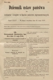 Dziennik Ustaw Państwa dla Królestw i Krajów w Radzie Państwa Reprezentowanych. 1900, cz. 35