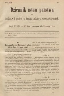 Dziennik Ustaw Państwa dla Królestw i Krajów w Radzie Państwa Reprezentowanych. 1900, cz. 36