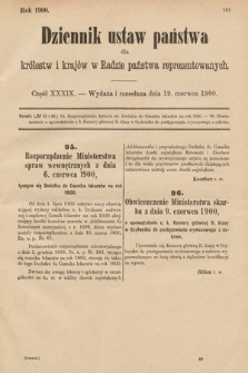 Dziennik Ustaw Państwa dla Królestw i Krajów w Radzie Państwa Reprezentowanych. 1900, cz. 39