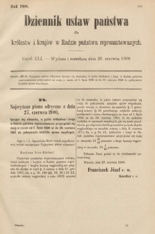 Dziennik Ustaw Państwa dla Królestw i Krajów w Radzie Państwa Reprezentowanych. 1900, cz. 41