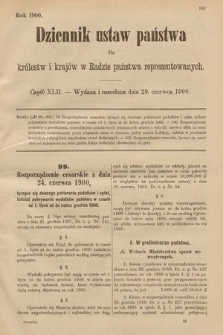Dziennik Ustaw Państwa dla Królestw i Krajów w Radzie Państwa Reprezentowanych. 1900, cz. 42